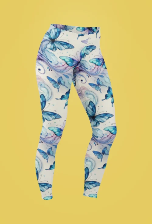 NCharnt Blue and Purple Butterfly Gym Leggings NCharnt Blue and Purple Butterfly Gym Leggings