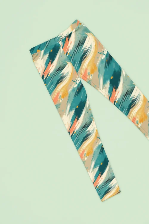 NCharnt Ankle-length Blue and Teal Abstract leggings NCharnt Ankle-length Blue and Teal Abstract leggings