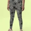 NCharnt stylish gym tights with white starburst on black